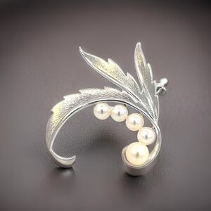 Mikimoto Estate Akoya Pearl Brooch Pin Sterling Silver 6.10 mm M420